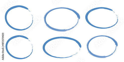 Hand drawn circle line sketch set. Circular vector image. Hand drawn circle with doodle patterns. Vector brush strokes circles of paint on white background.