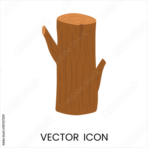 Tree Stump Vector Icon: Rustic Wood Cut, Forest Element, Natural Design