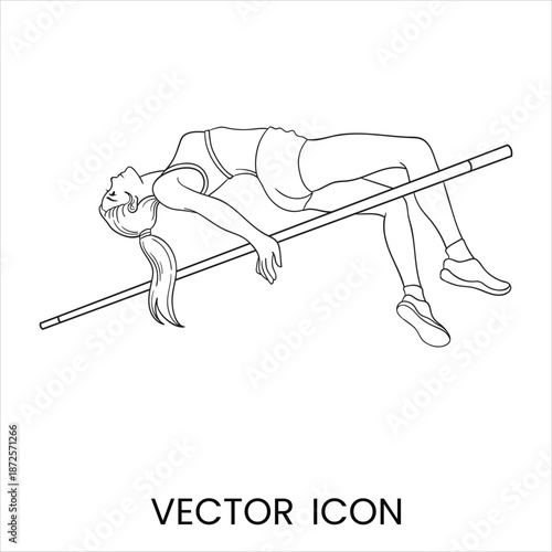 Pole Vault Athlete Jumping Over Bar, Dynamic Sports Vector Illustration