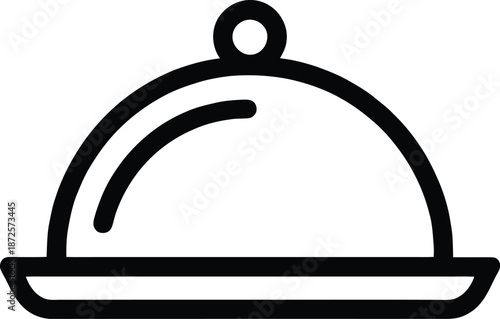 A simple black and white line drawing of a covered serving dish