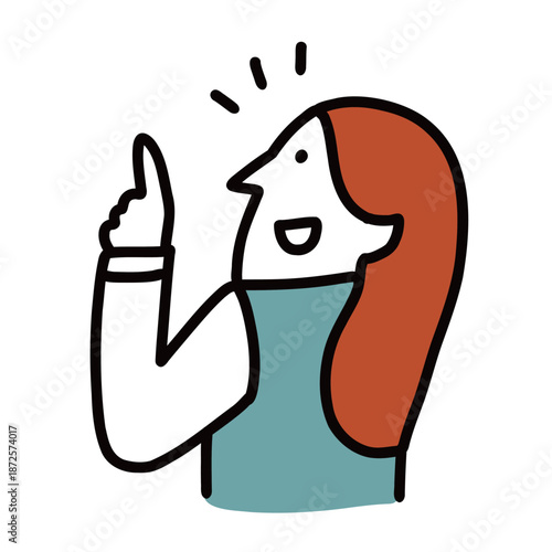 制服を着た中学生・高校生のイラストアイコン　ポイントの指差し