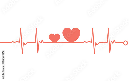 Heartbeat Line with Hearts