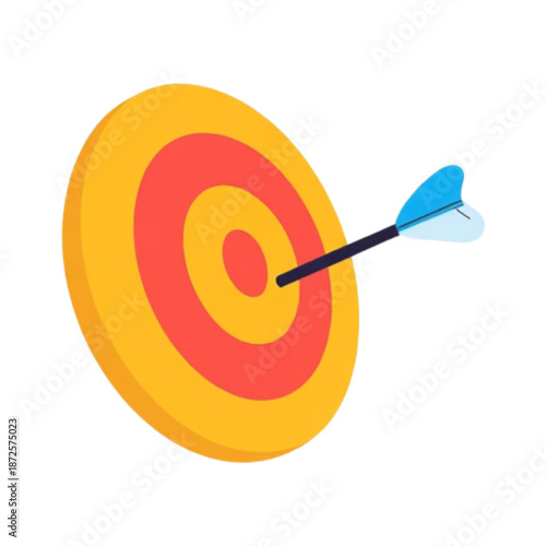 Achieving business goals with precision: arrow hitting the target board illustration