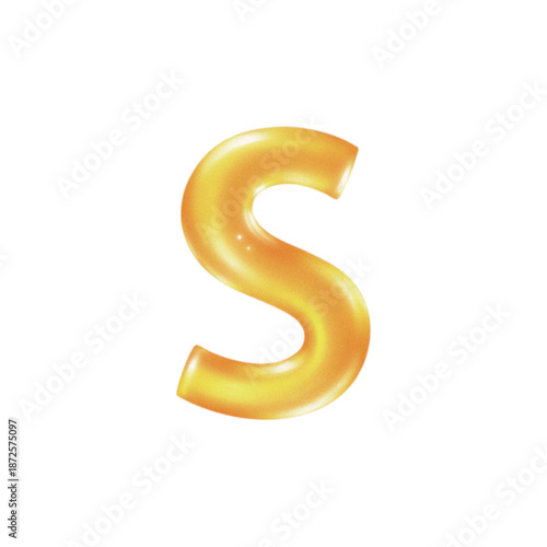 Shiny golden 3d bubble letter s, a vibrant and playful typographic element