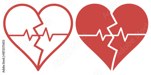 two halves of heart separated by pulse sign vector illustration representing healthy lifestyle, sports activity, fitness, heart rate monitoring, and medical wellness concept.