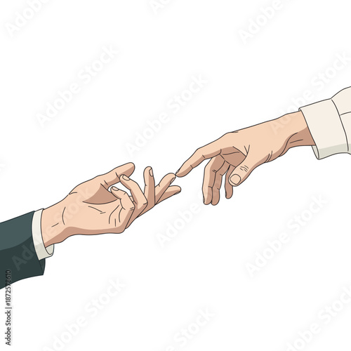 Two business hands reaching out to each other in partnership