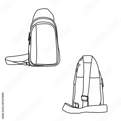Sling Bag Outline Illustration - Versatile and Stylish Accessory Design.