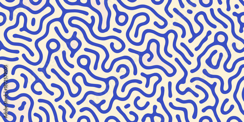 Abstract blue and cream swirling pattern resembling organic fluid shapes