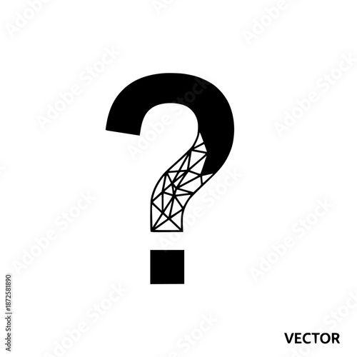 question mark with geometric wireframe pattern