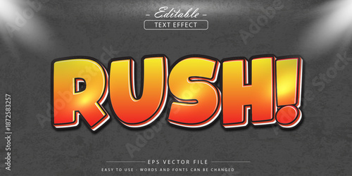 Glowing rush text, editable text effect.