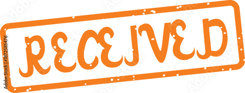 orange received stamp with white center