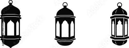 Traditional lantern icons for ramadan and islamic celebration design elements