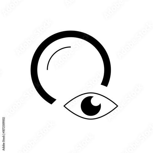 A minimalist vector graphic illustration of a human ear with an eye, symbolizing intuition or inner vision.