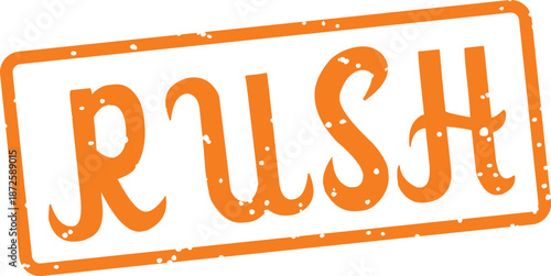 orange rubber stamp with word rush