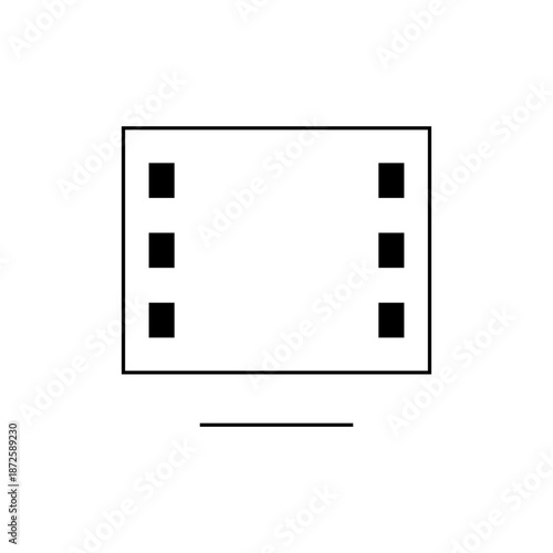 A minimalist vector graphic illustration of a film strip icon with a simple design