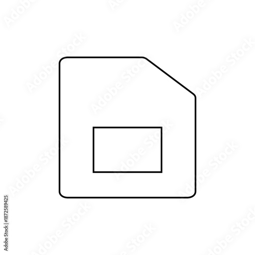 A minimalist vector graphic illustration of a floppy disk icon