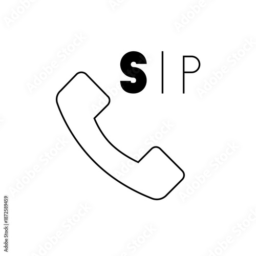 A minimalist vector graphic illustration of a phone handset with SIP text