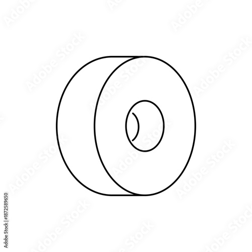 A minimalist vector graphic illustration of a circular object with a hollow center