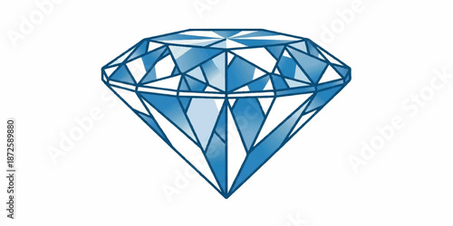 Elegant diamond illustration featuring precise geometric facets and a brilliant reflective appearance