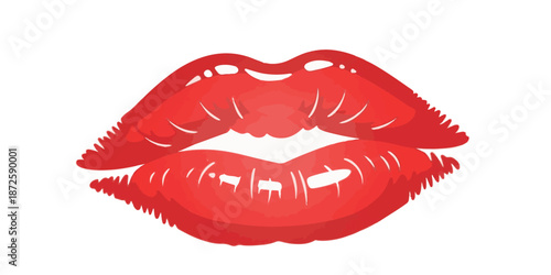 Stylish red kiss mark illustration with smooth curves and bold color impact