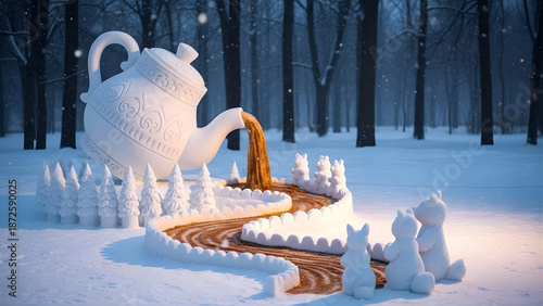 Surreal Winter Dreamscape with Snowy Fantasy and Conceptual Atmosphere