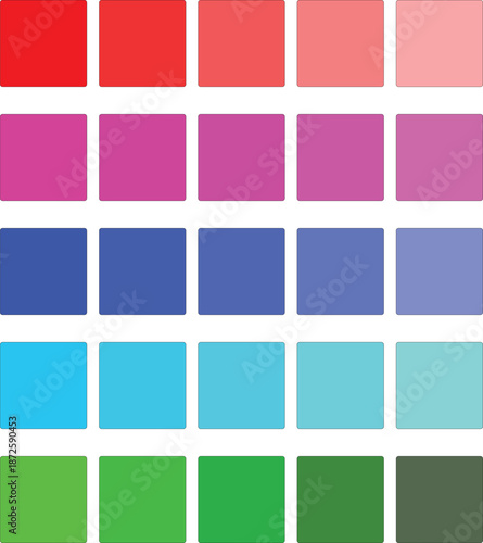 A vibrant collection of color palettes showcasing diverse shades and gradients. Vector Illustration 