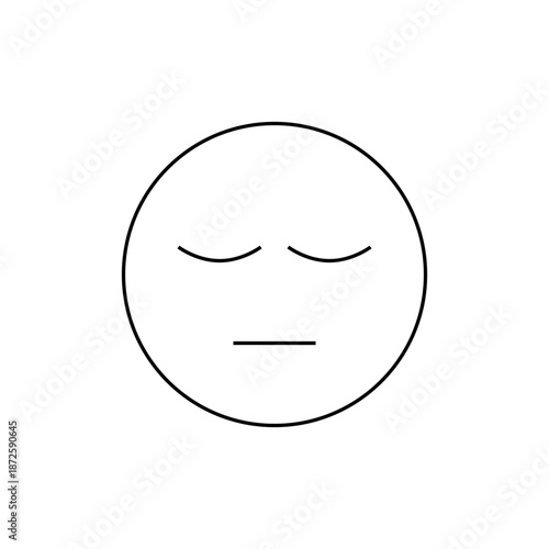 A minimalist vector graphic illustration of a neutral face with closed eyes