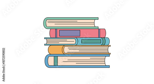 A colorful stack of books representing knowledge and education for learning.