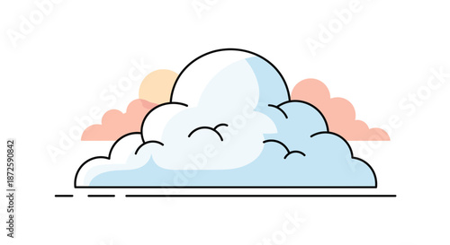 Cartoon cloud illustration with a blue and white color scheme simple and clean design.