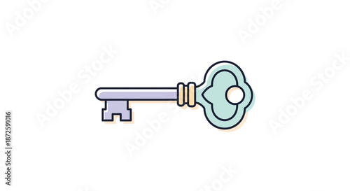 Elegant key illustration on white background perfect for security and access concepts.
