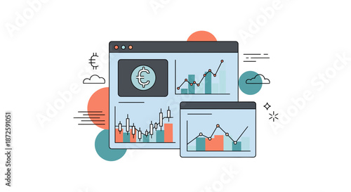 Financial analysis and trading platform with charts and graphs for market data.