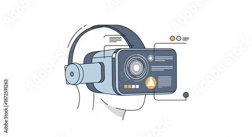 Virtual reality headset illustration showcasing advanced technology and immersive experience.