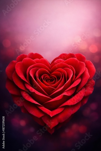  a close-up of a red rose with heart-shaped petals