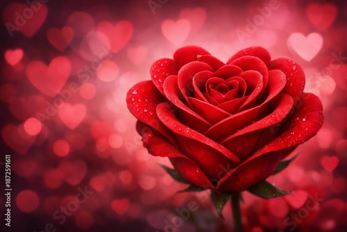  a close-up of a red rose with heart-shaped petals