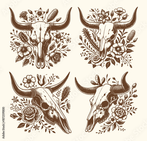 Wild West Bull Skull Vector Decoration