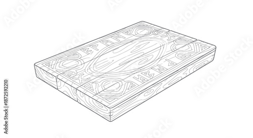 Ancient wooden box with engraved runes and symbols