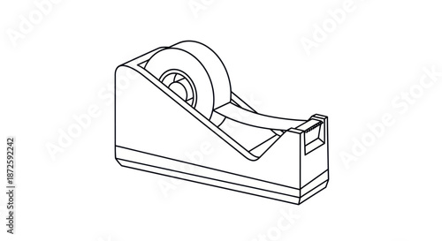 Simple illustration of a tape dispenser with adhesive tape.