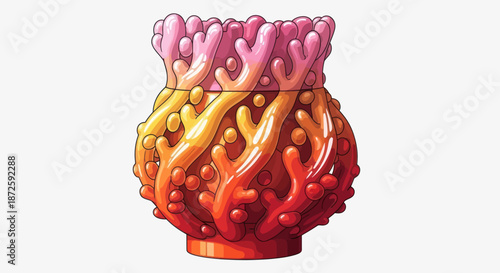 Colorful coral reef vase illustration