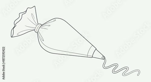 Piping Bag with Icing Line Art Illustration