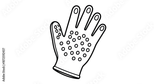 Illustration of a rubber cleaning glove for dishwashing and household chores.