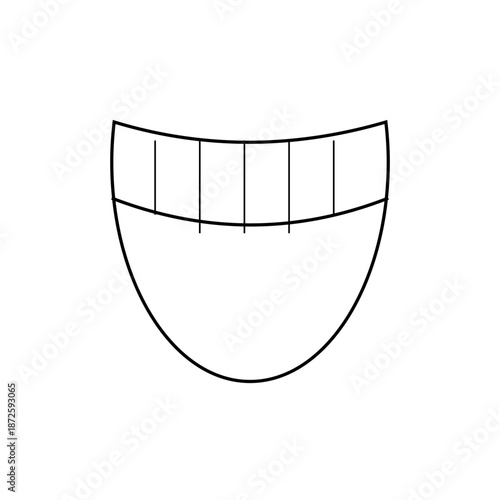 A minimalist vector graphic illustration of a protective face mask in a simple line art style