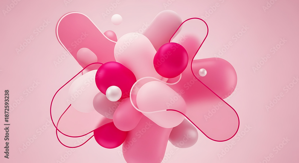 Fototapeta premium Pink 3D Molecular Structure Model Display.