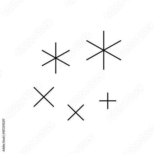 A minimalist vector graphic illustration of various mathematical and astronomical symbols
