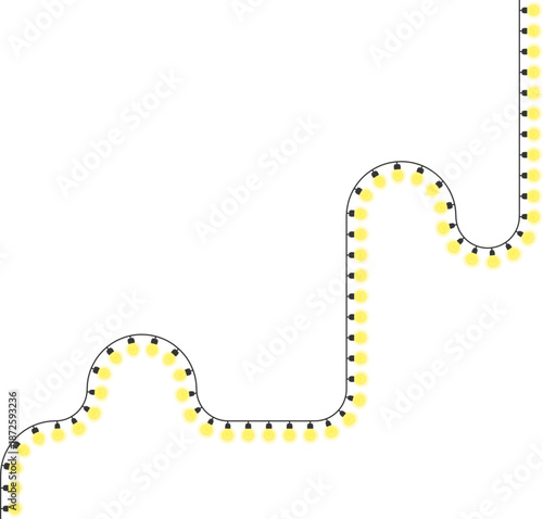 Squared light bulb path displaying straight angles with glowing bulbs aligned along the route.