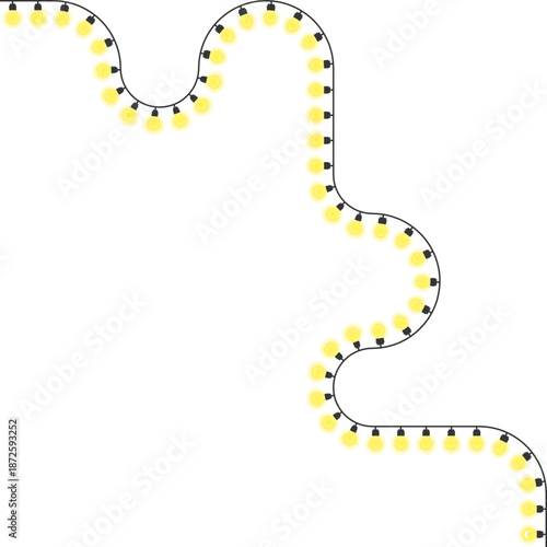 Square wave style light bulb path featuring rhythmic angular movement with lit bulbs.