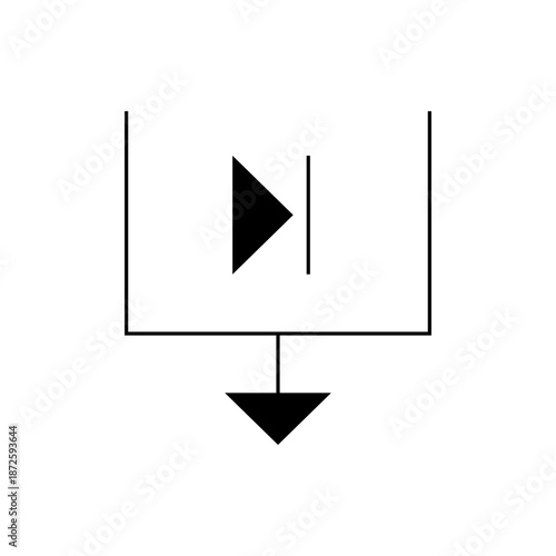A minimalist vector graphic illustration of a diode symbol used in electronics and circuit design