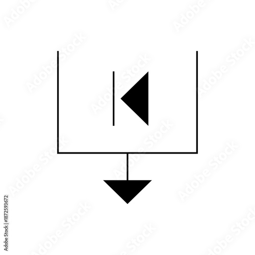 A minimalist vector graphic illustration of a diode symbol used in electronics and circuit design