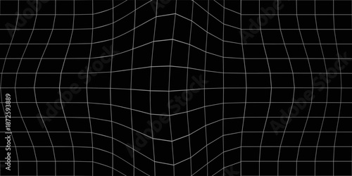 Abstract futuristic perspective grid box. Abstract wireframe with white grid line on black background. with a modern concept style