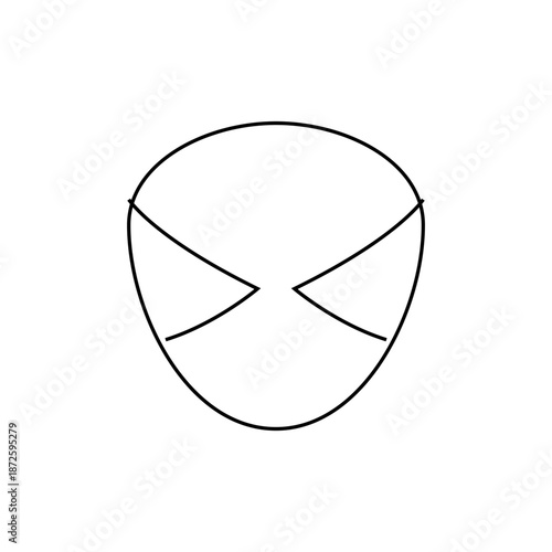 A minimalist vector graphic illustration of a stylized face mask icon