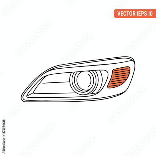 Car Headlight Vector Illustration